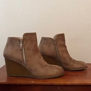 Style & Co Wynona suede wedge booties, like new.